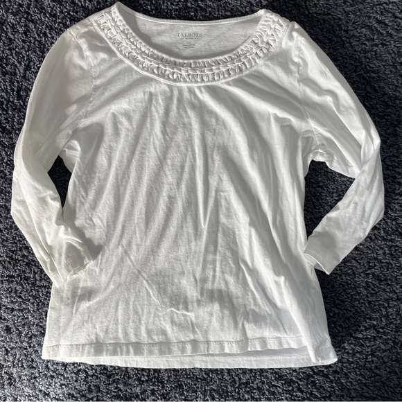 𝅺TALBOTS White Basketweave Shirt size Petite Large - Picture 4 of 4